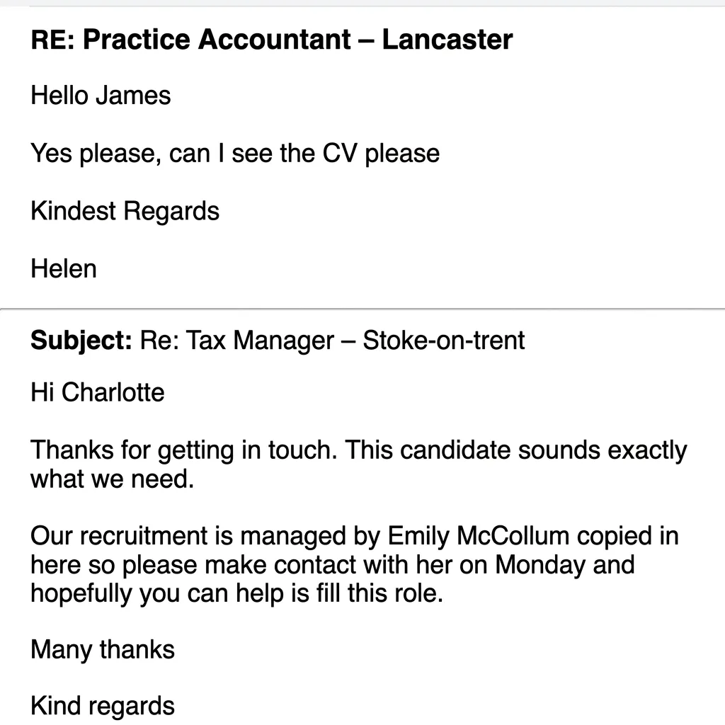 Real email reply: This candidate sounds exactly what we need